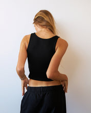 BLUSH® Cropped Velvet-Skin Rib Tank Obsidian Beauty