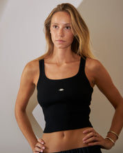 BLUSH® Cropped Velvet-Skin Rib Tank Obsidian Beauty
