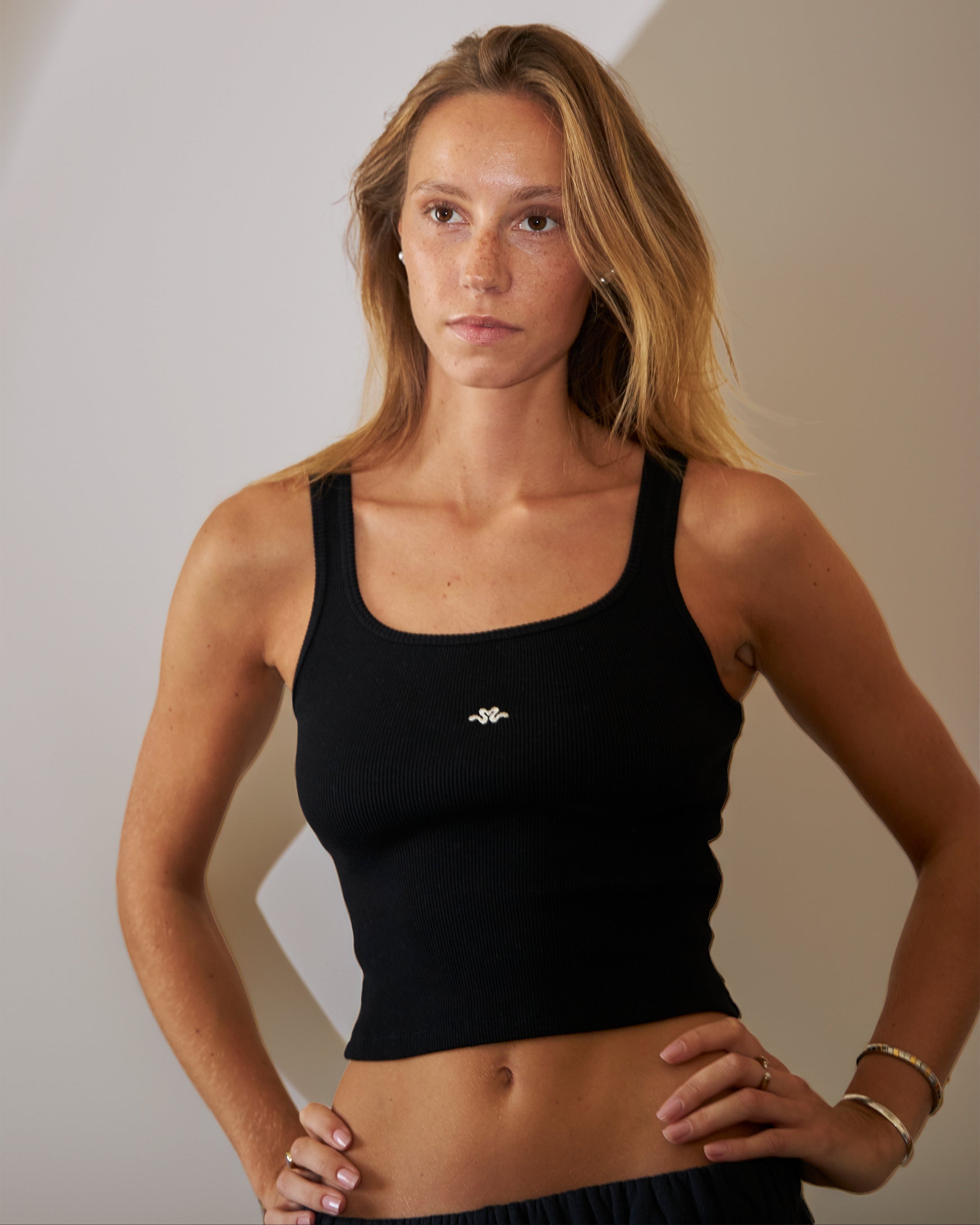 BLUSH® Cropped Velvet-Skin Rib Tank Obsidian Beauty