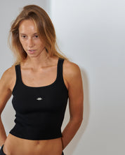 BLUSH® Cropped Velvet-Skin Rib Tank Obsidian Beauty
