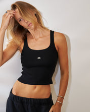 BLUSH® Cropped Velvet-Skin Rib Tank Obsidian Beauty
