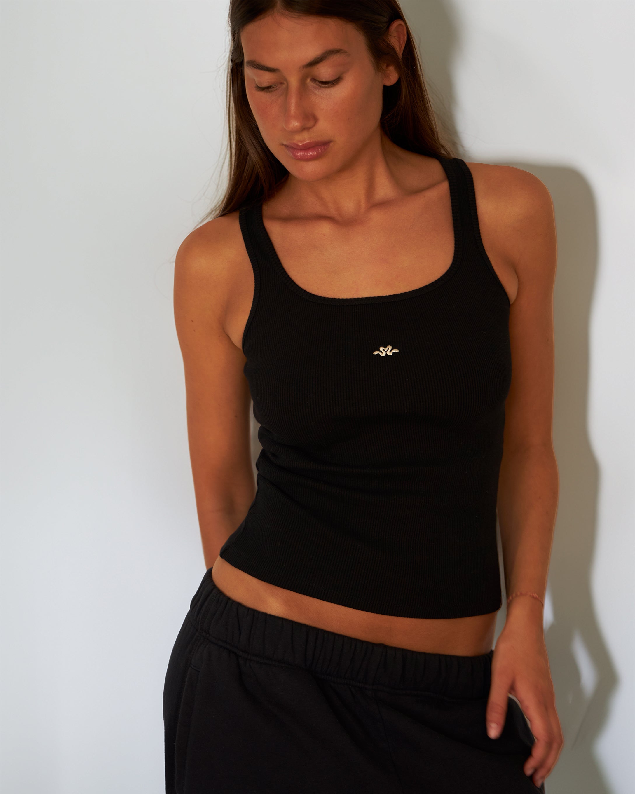 BLUSH® Long Velvet-Skin Rib Tank Obsidian Beauty