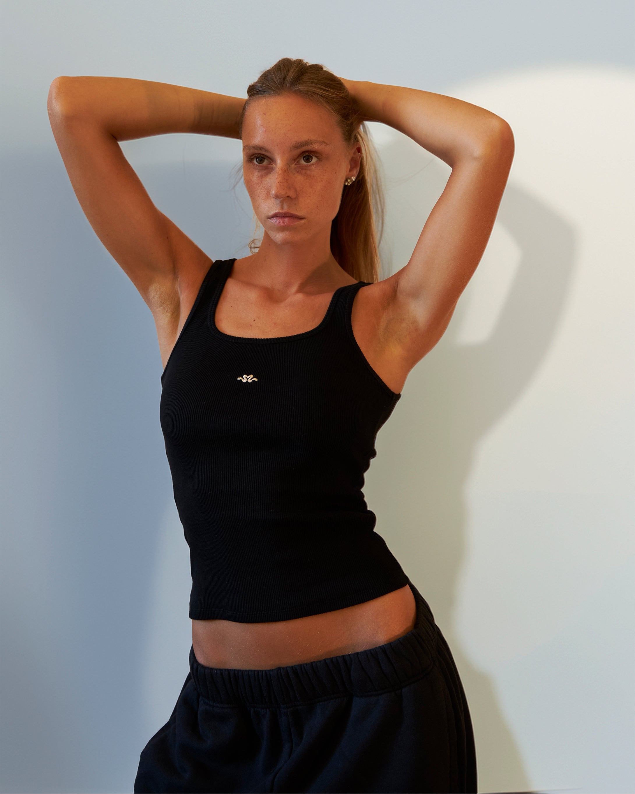 BLUSH® Long Velvet-Skin Rib Tank Obsidian Beauty