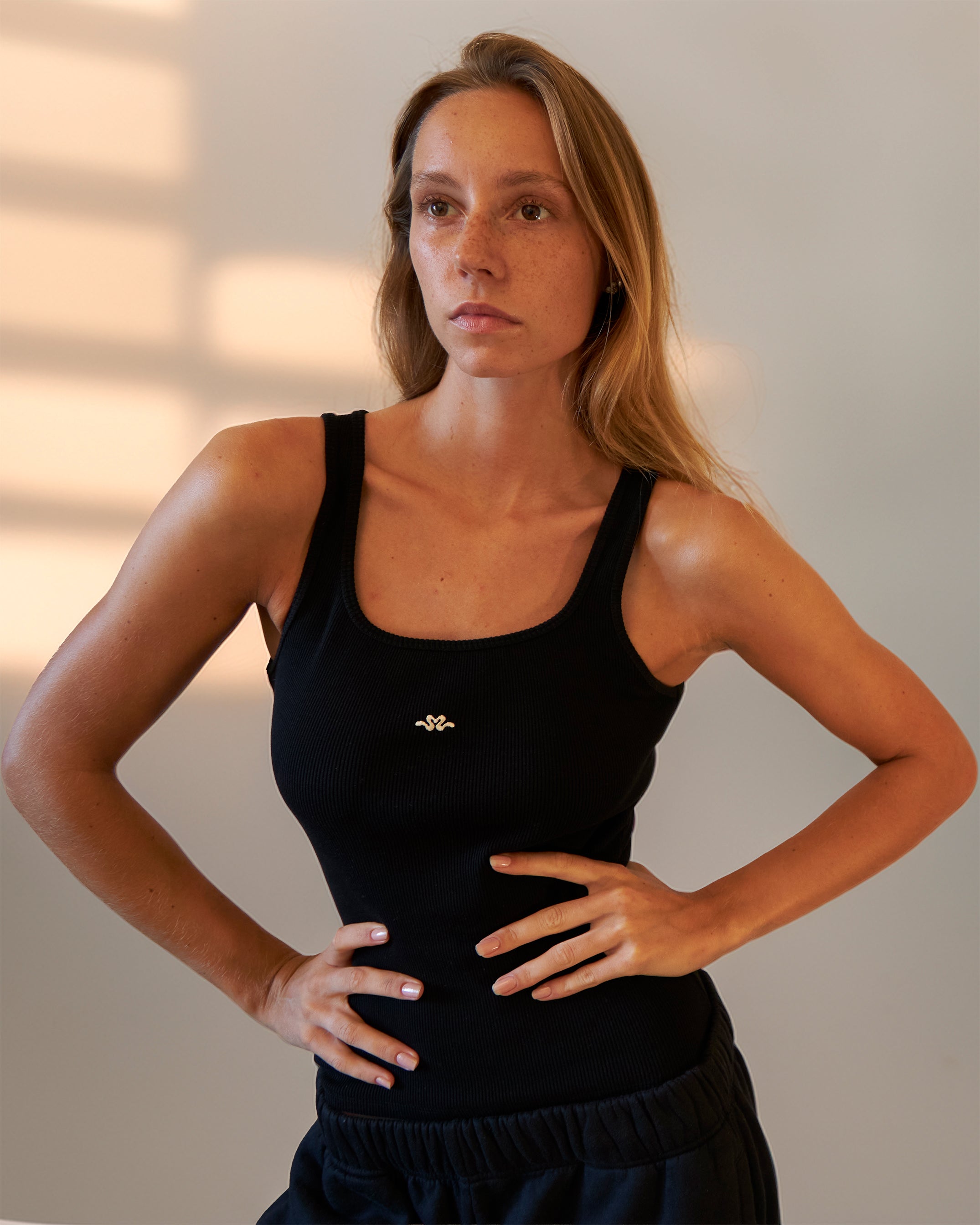 BLUSH® Long Velvet-Skin Rib Tank Obsidian Beauty