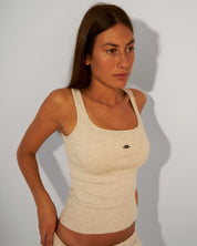 BLUSH® Long Velvet-Skin Rib Tank Heather Grey