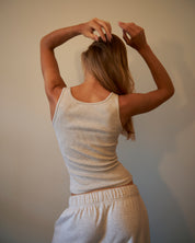 BLUSH® Long Velvet-Skin Rib Tank Heather Grey