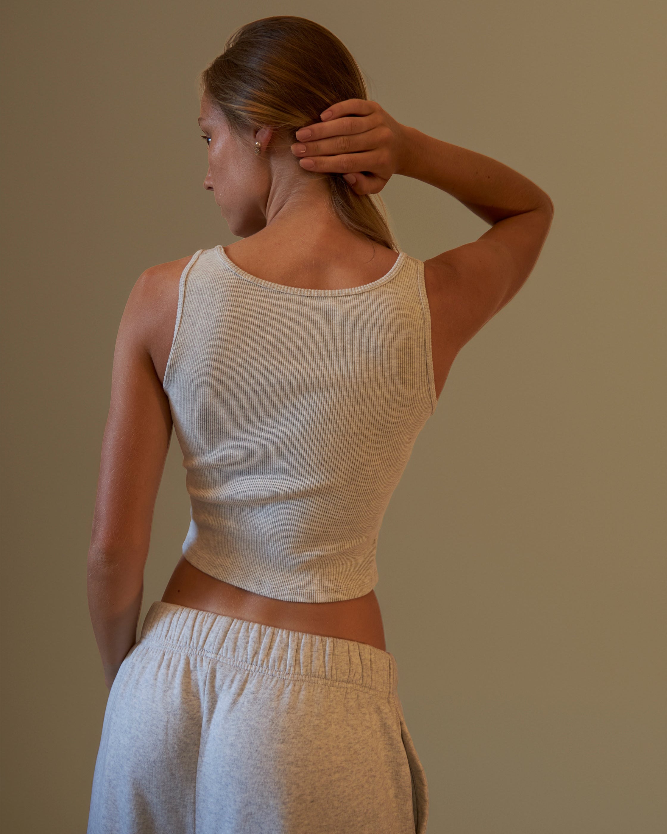 BLUSH® Long Velvet-Skin Rib Tank Heather Grey
