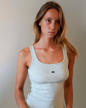 BLUSH® Long Velvet-Skin Rib Tank Heather Grey