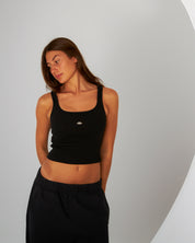 BLUSH® Cropped Velvet-Skin Rib Tank Obsidian Beauty