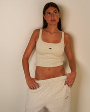 BLUSH® Cropped Velvet-Skin Rib Tank Heather Grey