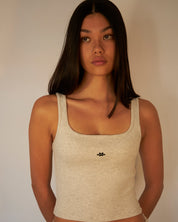 BLUSH® Cropped Velvet-Skin Rib Tank Heather Grey