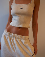 BLUSH® Cropped Velvet-Skin Rib Tank Heather Grey