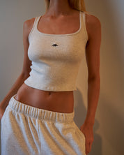 BLUSH® Cropped Velvet-Skin Rib Tank Heather Grey