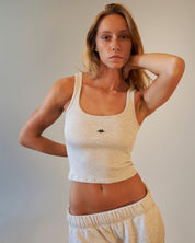BLUSH® Cropped Velvet-Skin Rib Tank Heather Grey